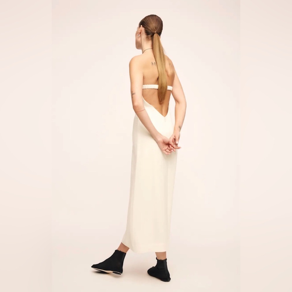 Reformation Nino Dress in Fior Di Latte Cream Strapless Midi Size 10 - Picture 8 of 9